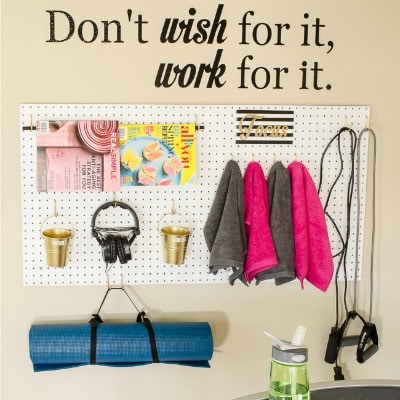 Organized home gym Exercise Corner